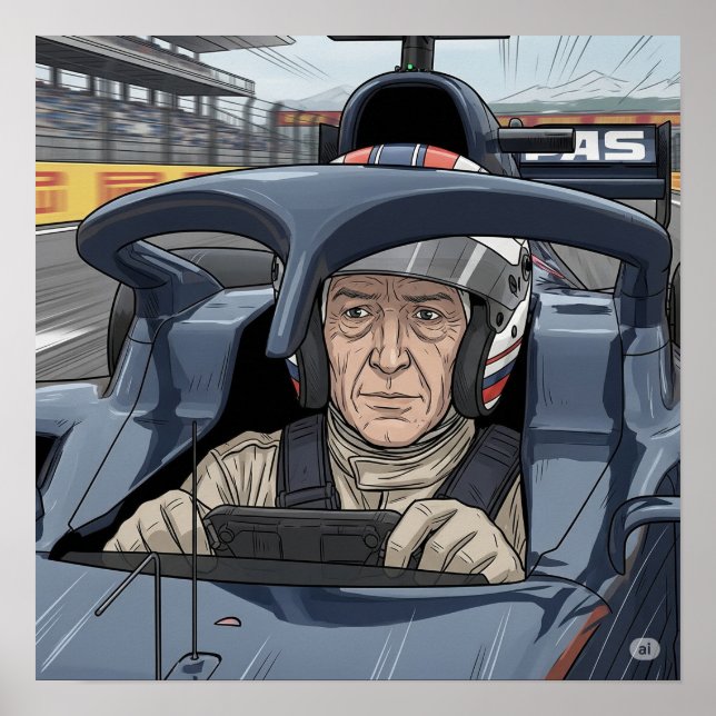 Focused Race Car Driver Poster (Front)