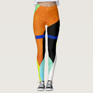 Focused Yellow Blue Red Abstract Art Leggings