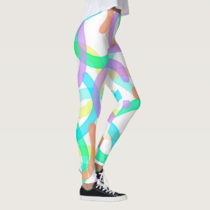 Focused Yellow Blue Red Abstract Art Pastel Theme Leggings