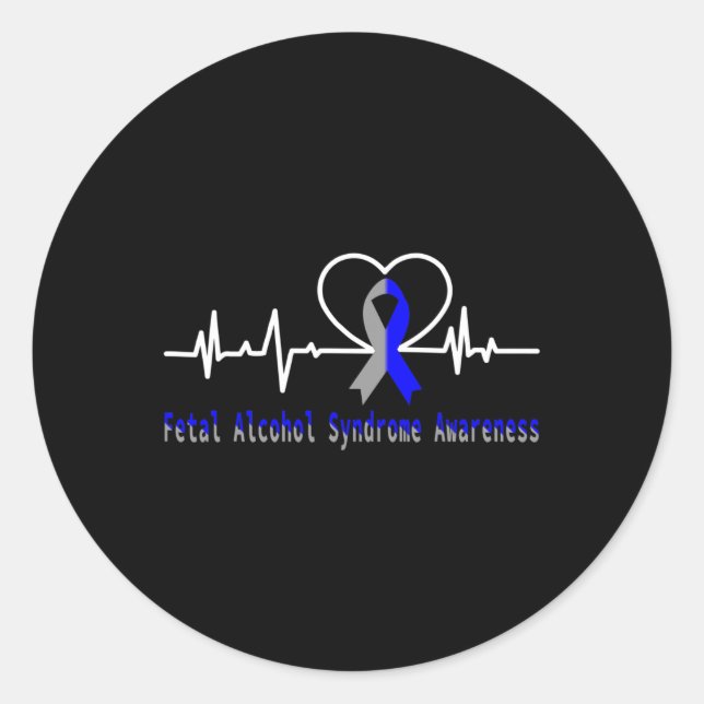 Foetal Alcohol Syndrome Awareness Heartbeat Suppor Classic Round Sticker (Front)