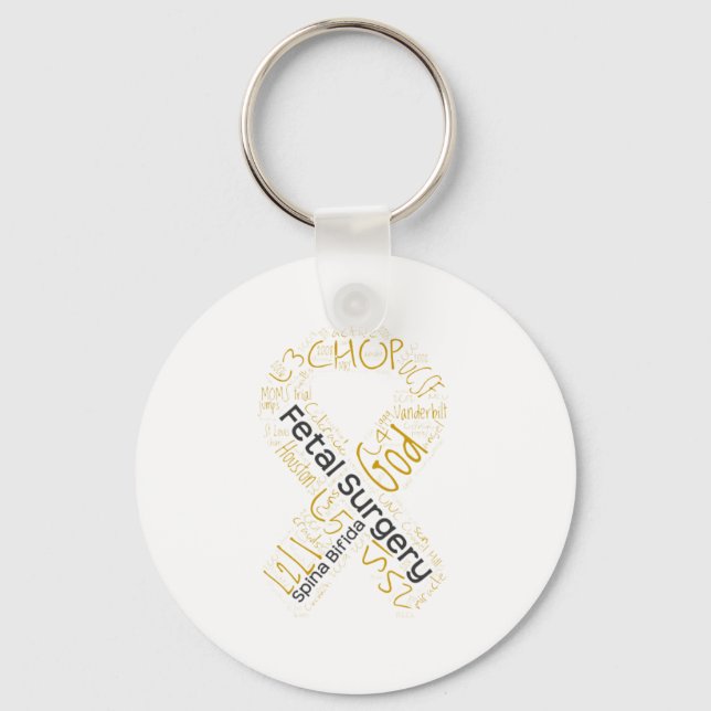 Foetal Surgery Spina Bifida Text Ribbon Key Ring (Front)