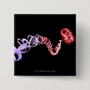 Foetus with an umbilical cord made of DNA strands 15 Cm Square Badge