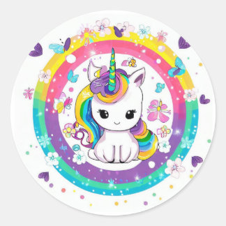 fofo unicorn classic round sticker