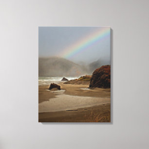 Fog and Rainbow on a Pistil River Oregon Beach Canvas Print