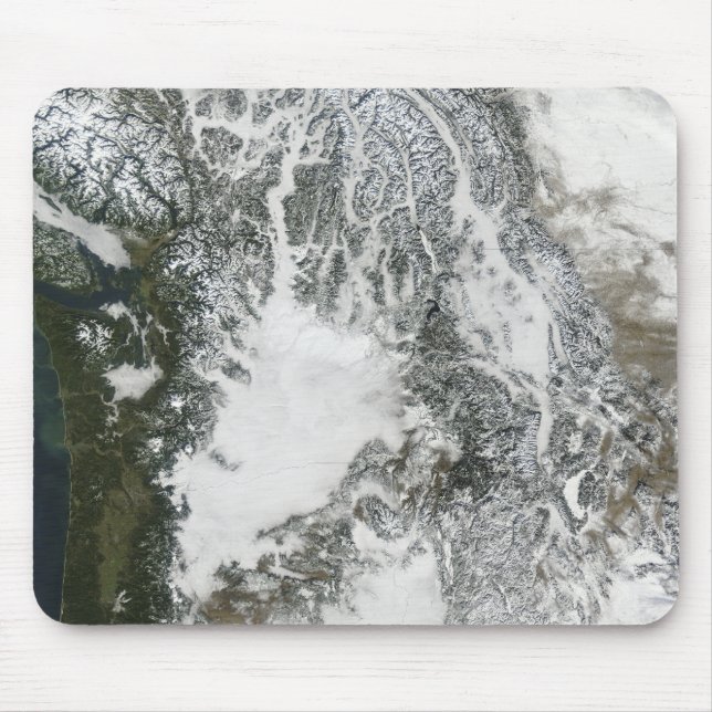 Fog and snow in the Pacific Northwest (true col Mouse Pad (Front)