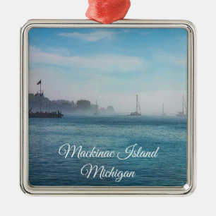 Fog At Mackinac Harbor Metal Ornament