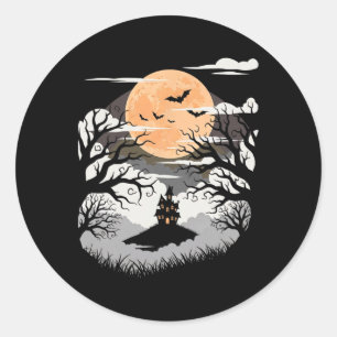 Fog Darkness Trickery Vintage Halloween Scene - Sp Classic Round Sticker