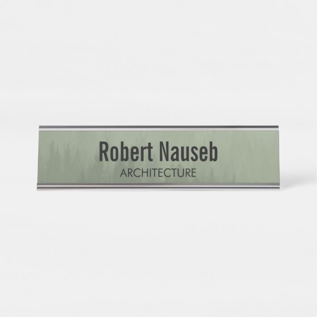 Fog forest architecture grey desk name plate (Front)