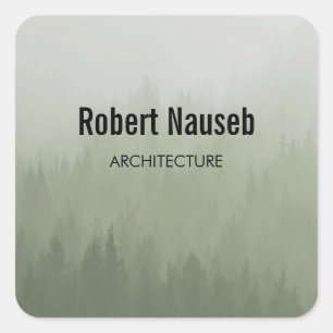 Fog forest architecture grey square sticker