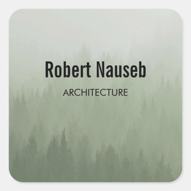 Fog forest architecture grey square sticker (Front)