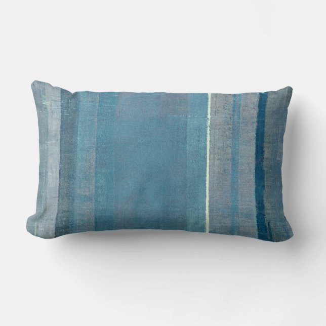 'Fog' Grey and Blue Abstract Art Pillow (Front)