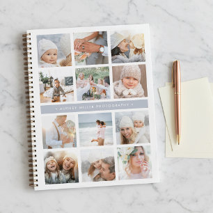 Fog Grey Stripe Photo Collage Notebook