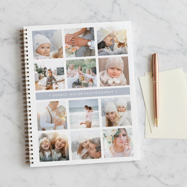 Fog Grey Stripe Photo Collage Notebook (Creator Uploaded)