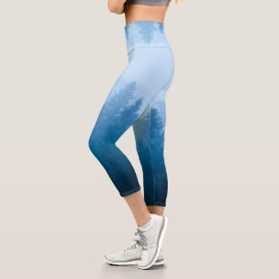 Fog over forest capri leggings