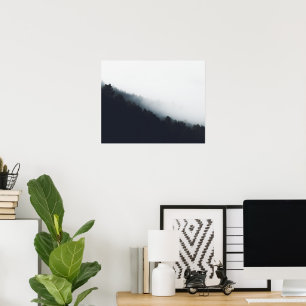 Fog over forest diagonal layers poster