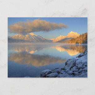 Fog rises from Lake McDonald on a very cold Postcard