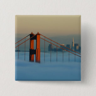 Fog rolls through the San Francisco bay 15 Cm Square Badge