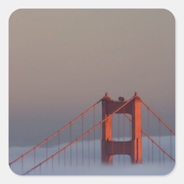 Fog rolls through the San Francisco bay covering Square Sticker (Front)