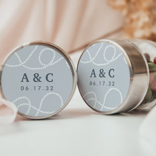 Fog Seaworthy Wedding Monogram Classic Round Sticker