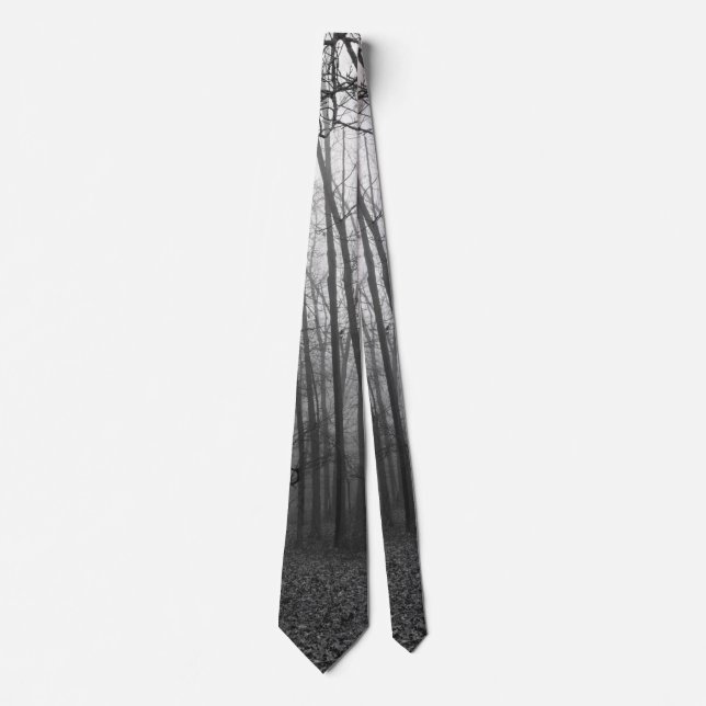 Fog Through The Woods Grayscale Neck Tie (Front)