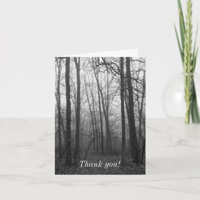Fog Through The Woods Grayscale Thank You Card (Front)