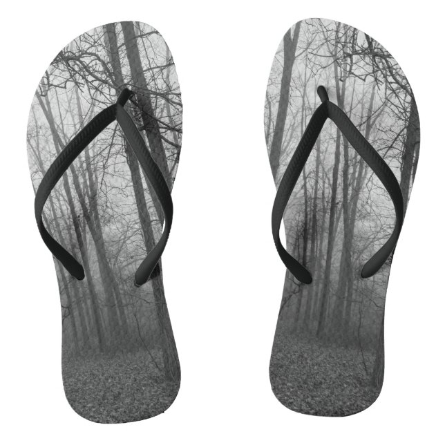 Fog Through The Woods Grayscale Thongs (Footbed)