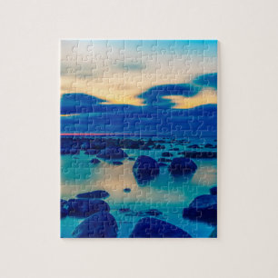 Foggy and stones in the ocean night view jigsaw puzzle
