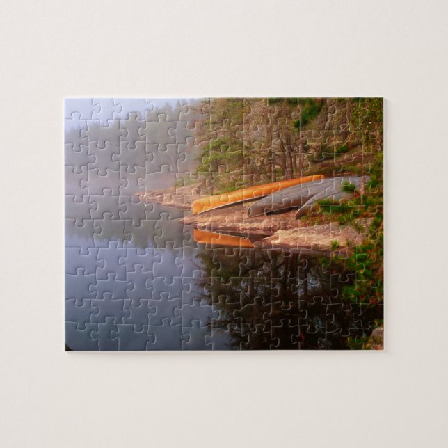 Foggy Canoe Campsite, Lake Kawnipi, Jigsaw Puzzle (Horizontal)