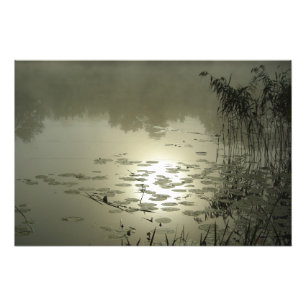 Foggy day over the lake photo print