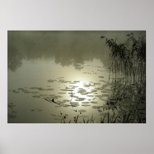 Foggy day over the lake poster