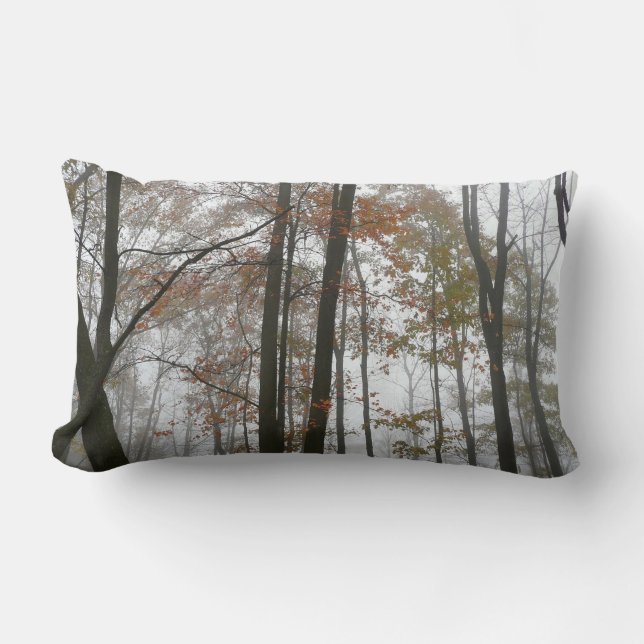Foggy Fall in Pennsylvania Autumn Nature Lumbar Cushion (Front)