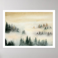 Foggy forest landscape