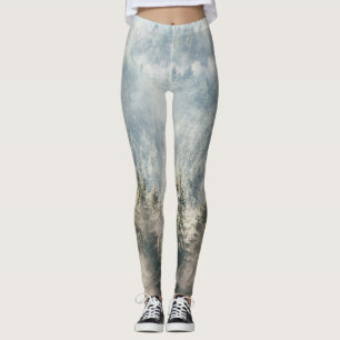 Foggy forest, mysterious woods scene leggings