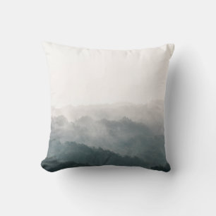 Foggy Forest Nature Photo Cushion