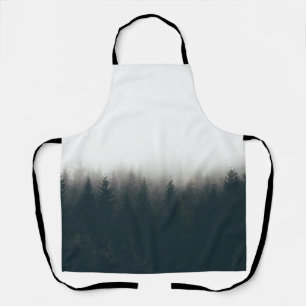 Foggy Forest Pine Mountain Aesthetic Art Apron