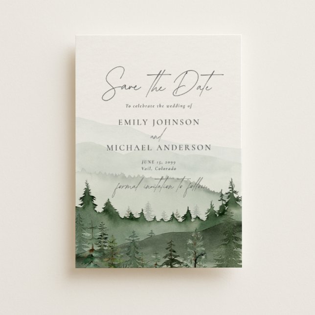 Foggy Forest Pine Tree Save the Date CARD (Creator Uploaded)