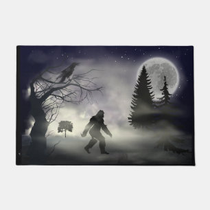 Foggy Forest - Raven and Bigfoot Sasquatch Doormat