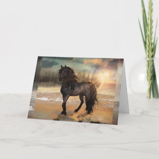 Foggy Friesian Morning Greeting Thank You Card (Front)