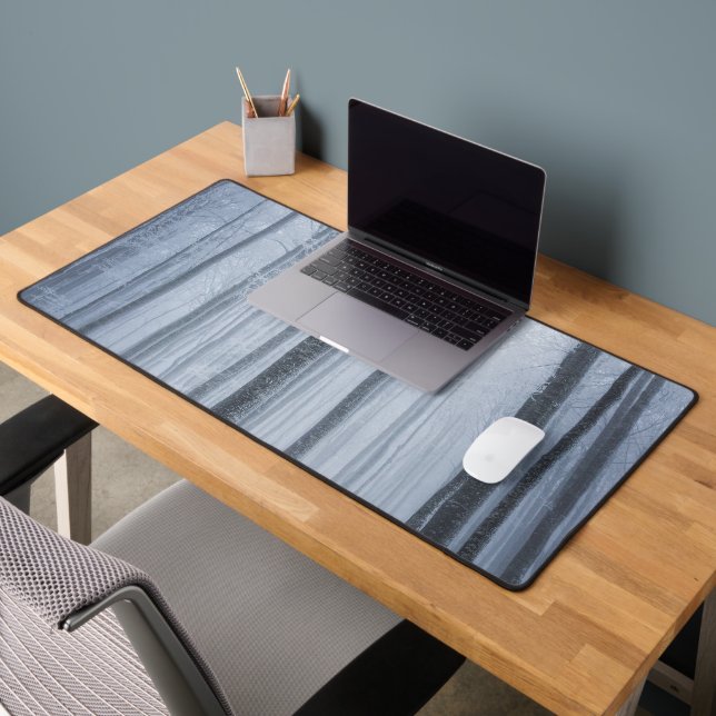 Foggy frozen winter forest desk mat (Office 2)