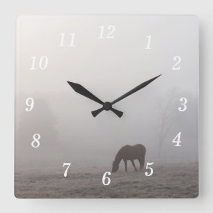 Foggy Grazing Wall Clock