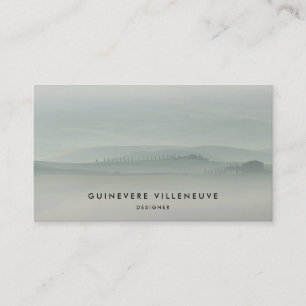 Foggy green morning in Tuscany with cypresses Business Card