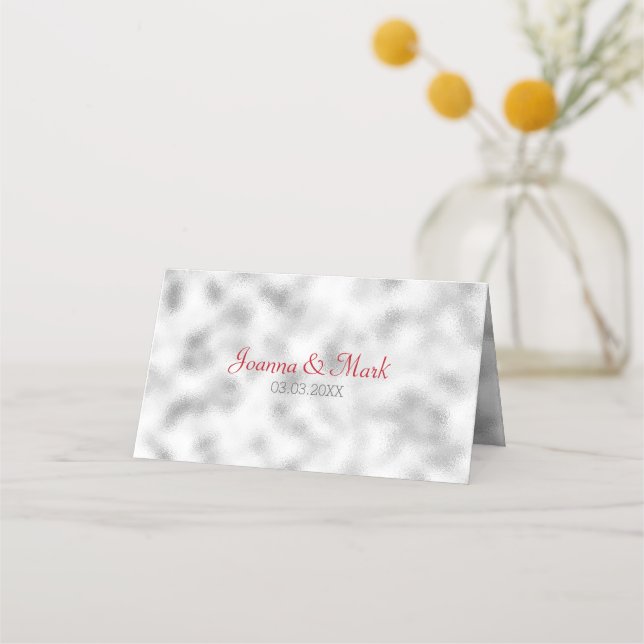 Foggy Light Grey Glass Pattern Place Card (Back)