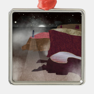 Foggy Lighthouse Metal Ornament