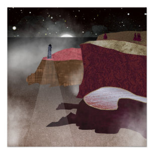 Foggy Lighthouse Poster