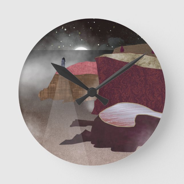Foggy Lighthouse Round Clock (Front)