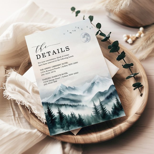 Foggy Moon Mountains Forest Wedding Details Enclosure Card (Creator Uploaded)