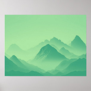 Foggy Mountain Nature Boho Minimalist Tinted Photo Poster
