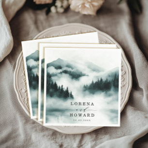 Foggy Mountain Pine Forest Outdoor Wedding Napkin