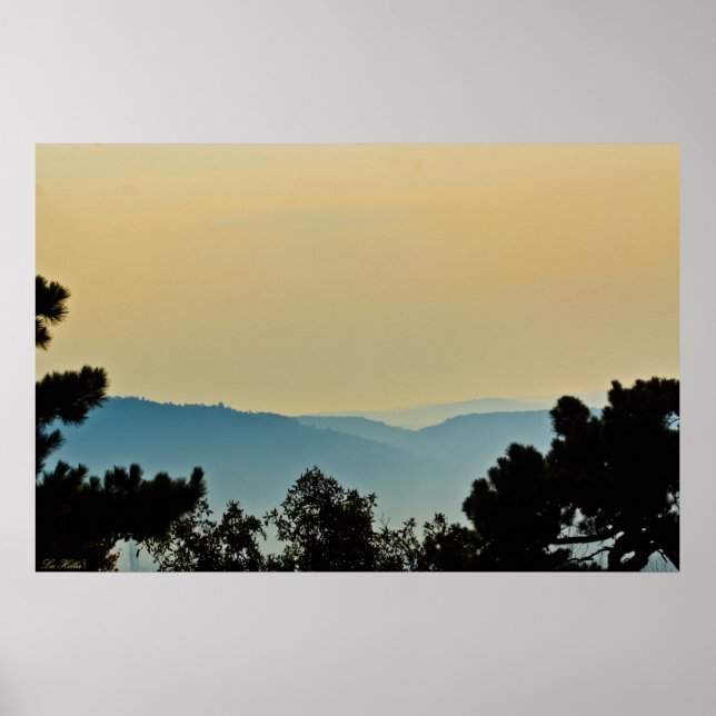 Foggy Mountains Surreal Lemon Sunrise Poster (Front)