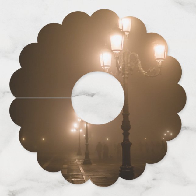 Foggy Piazza San Marco, Venice Wine Glass Tag (Back)